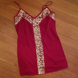 NWOT red and gold sequined tank